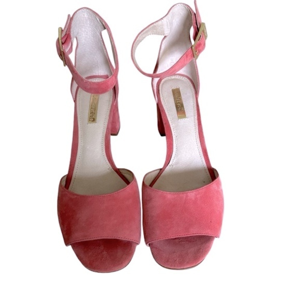LOUISE ET CIE KARISA ANKLE CUFF PINK SUEDE BLOCK HEEL SIZE 7.5 - Picture 5 of 13